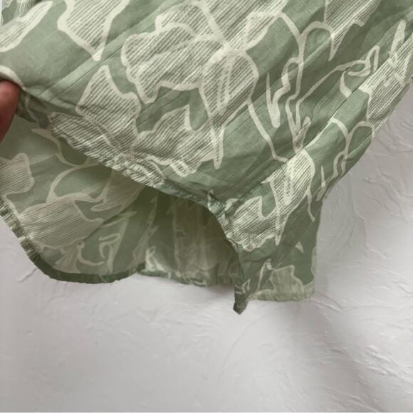 Prana Green Floral Print Blouse Womens Large Boho Long Sleeve Casual Beachy - Picture 5 of 11